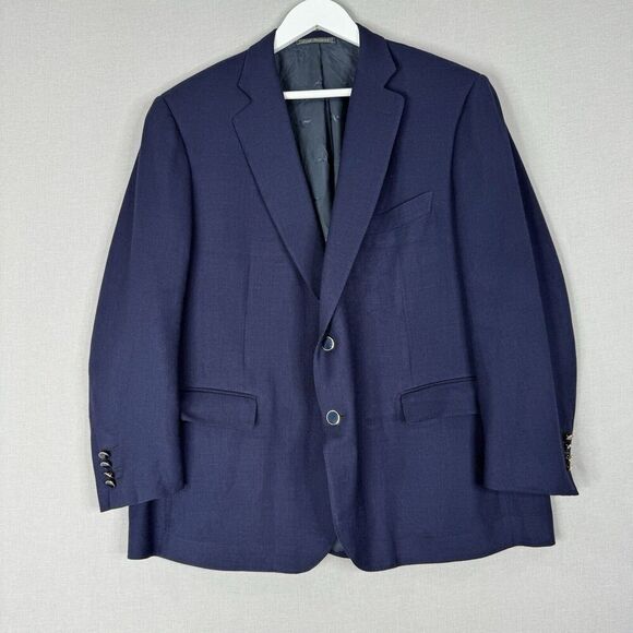 Solemare Maus & Hoffman Mens Blazer 42R Blue Wool Textured Sport Suit Jacket - Picture 1 of 15